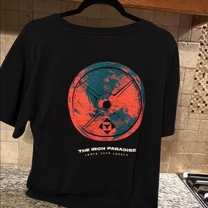Under Armour Black Tee with Red and Blue Graphic